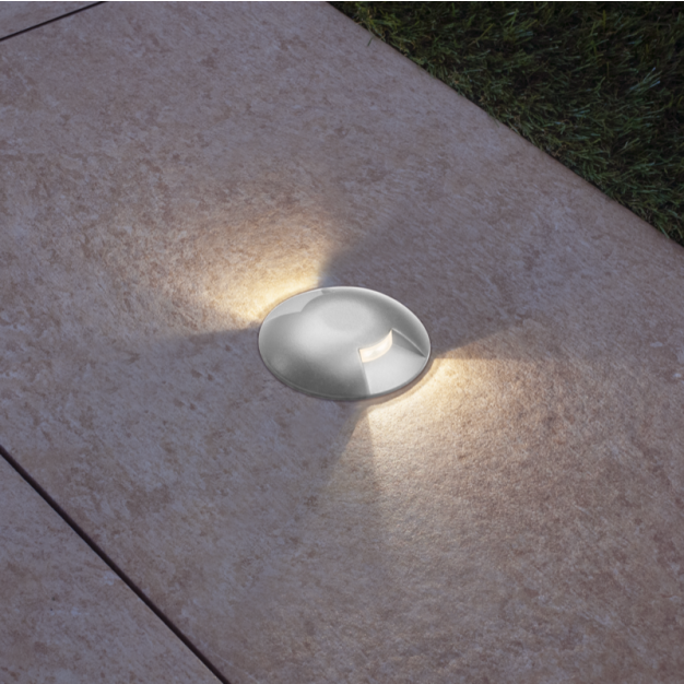 Century Italia Argo - Bodenstrahler mit 2 Fenstern - Ø5,8 x 6,5 cm - 0,75W LED inkl - 3000K - IP67 - grau