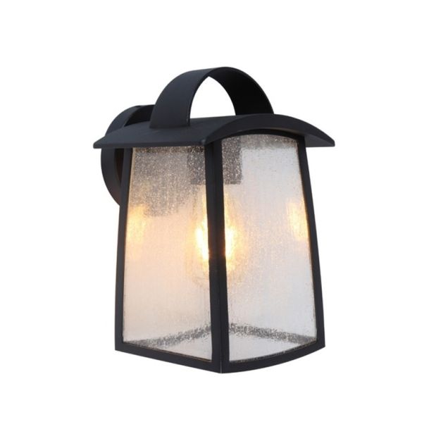 Lutec Kelsey - Außenwandleuchte - 17 x 18 x 26 cm - IP44 - Milchglas - schwarz
