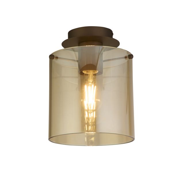 Searchlight Sweden - Deckenleuchte - Ø 22 x 26 cm - mokka und amber
