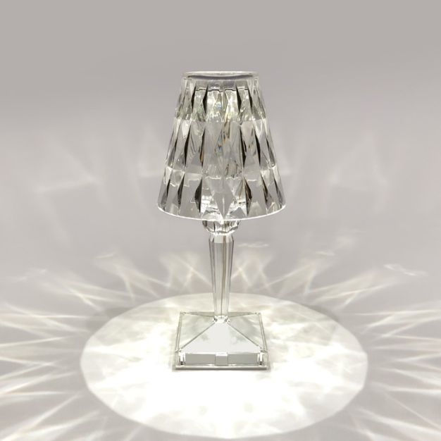 ONE Light Crystal Effect - wiederaufladbare Tischleuchte - Ø 11,5 x 25,6 cm - 3 Stufen dimmbar - 1,2W LED inkl. - IP54 - transparent