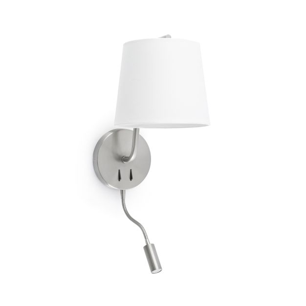 Faro Berni - Wandleuchte mit Schalter - 20 x 29 x 57 cm - 3W LED inkl. - Nickel satiniert