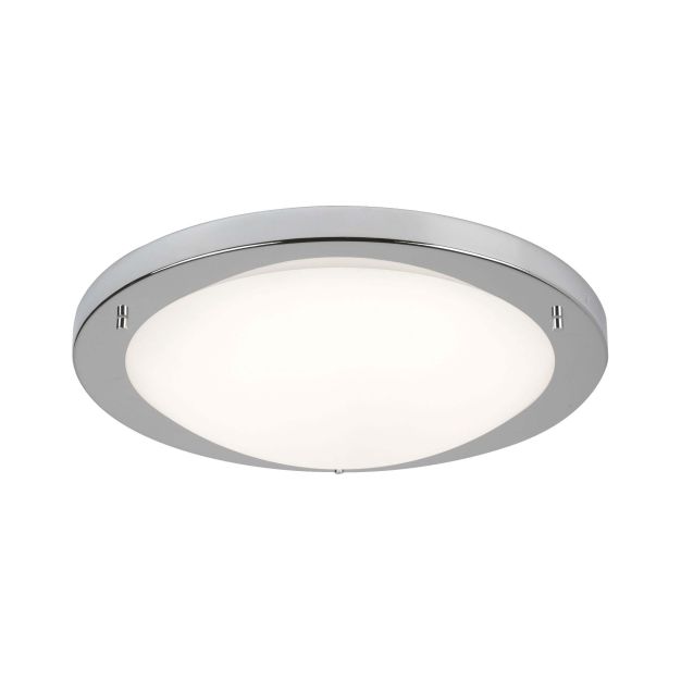 Searchlight LED Flush - Badezimmer-Deckenleuchte - Ø 41 x 9 cm - 20W LED inkl. - IP44 - satiniert silber und weiß