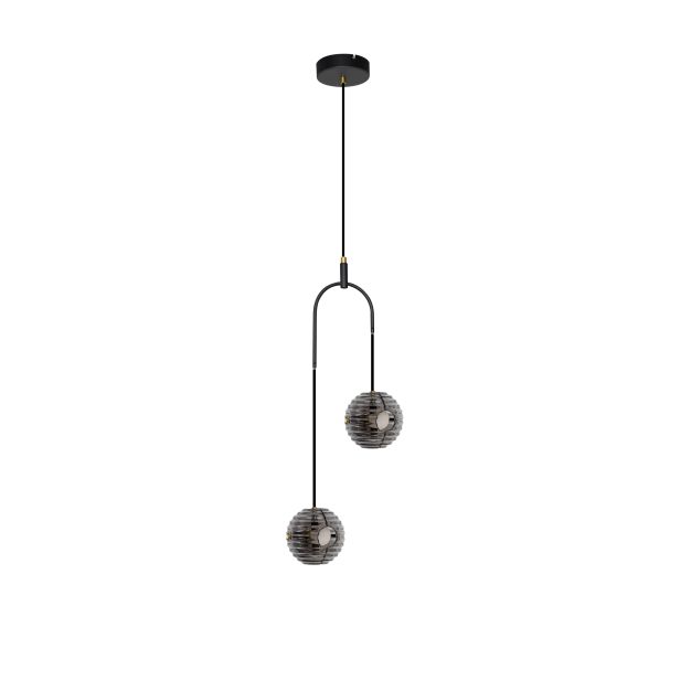 Nova Luce Las - Hängelampe - Ø 31 x 210 cm - 20W LED inkl. - sand schwarz, gold und rauchgrau