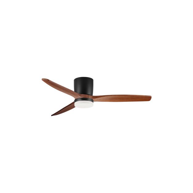 Nova Luce Aloa - Deckenventilator mit Licht und Fernbedienung - Ø 132 x 27,5 cm - 18W LED inkl. - Sand schwarz und dunkles Holz