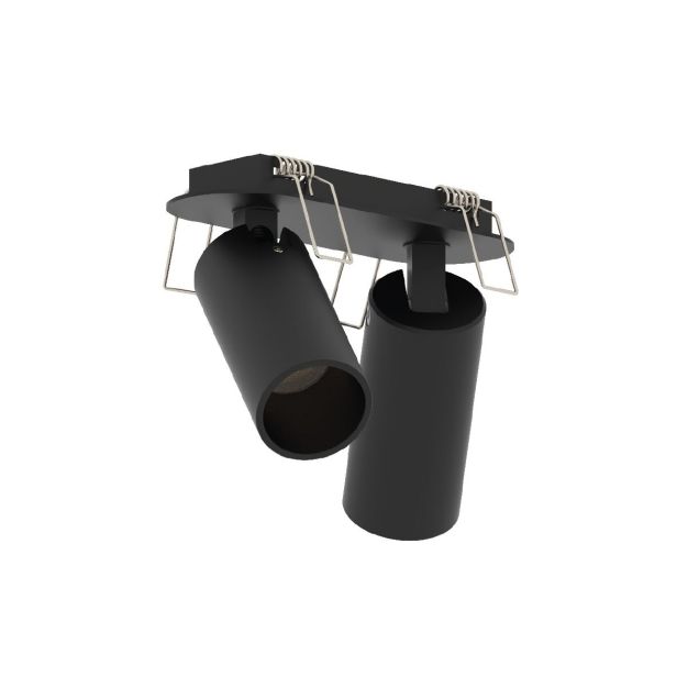 VK Lighting Coko - Aufbauspot mit Einbaurahmen - 12,5 x 3,5 x 7,3 cm - Ø 60 mm Aufbaugröße, 100 x 35 mm Einbaugröße - 2 x 6W LED inkl. - schwarz