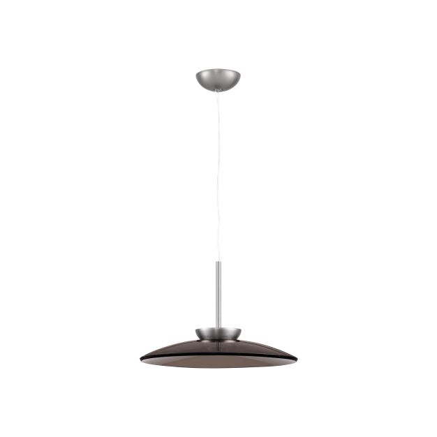 Nova Luce Esti - hängelampe - Ø 50 x 240 cm - 21W dimmbar LED inkl. - gebürstetes nickel und dunkelbraunes Glas
