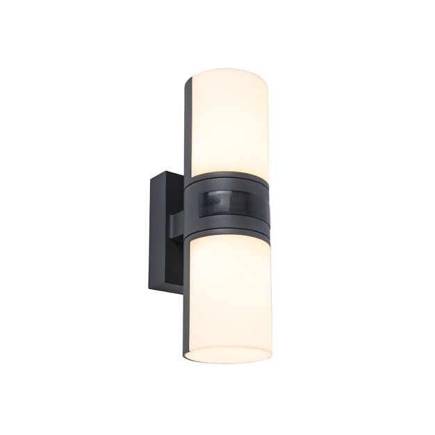 Lutec Cyra - Außenwandleuchte mit Sensor - 7 x 12 x 24 cm - 2 x 8,25W LED inkl. - IP54 - dunkelgrau