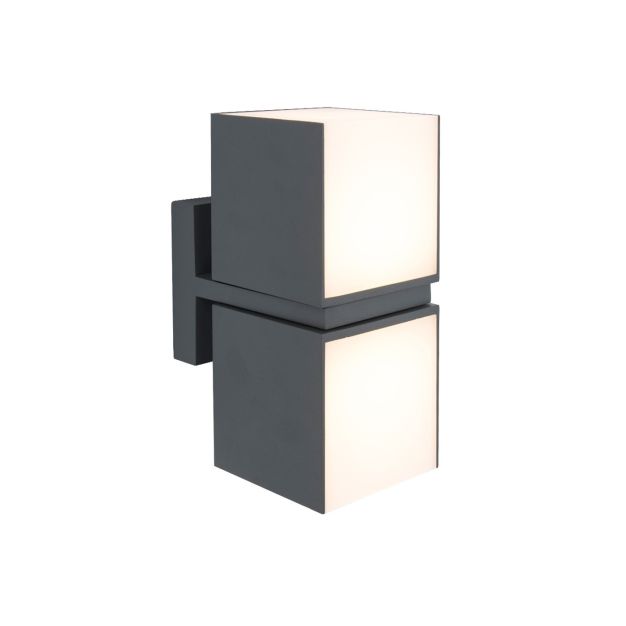 Lutec Cuba - Außenwand-/Deckenleuchte - 10 x 14 x 21 cm - 2 x 12,2W LED inkl. - IP54 - dunkelgrau