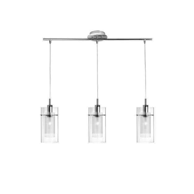 Searchlight Duo 1 - Hängeleuchte - 71 x 12 x 130 cm - Chrom und transparent