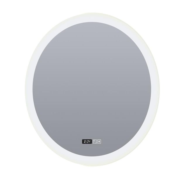 Searchlight - Spiegelleuchte mit Beleuchtung und Digitaluhr - Ø 60 cm - 29W dimmbare LED inkl - IP44 - weiß