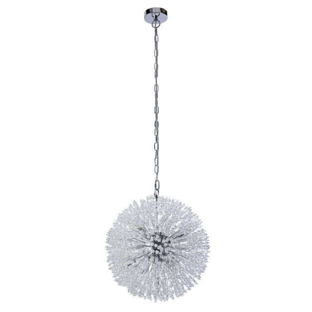 Searchlight Sunburst - Pendelleuchte - Ø 40 x 150 cm - Chrom und transparent