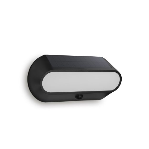 Century Italia Aura - solarbetriebene Außenwandleuchte mit Sensor - 25 x 6,6 x 12 cm - 5W LED inkl - IP54 - schwarz