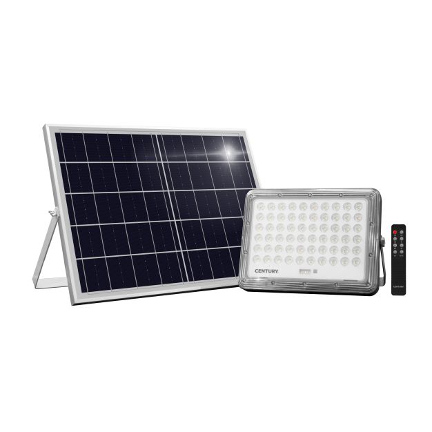 Century Italia Prometeo - solarbetriebener Strahler mit Tag- und Nachtsensor und Fernbedienung - 24,3 x 3,9 x 17,2 cm - inkl. 20W LED - IP65 - schwarz