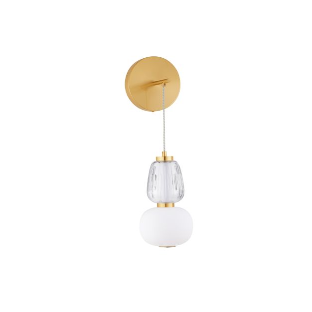 Nova Luce Movil - wandleuchte - Ø 22 x 62 cm - 18W dimmbar LED inkl. - gold, klar und opal
