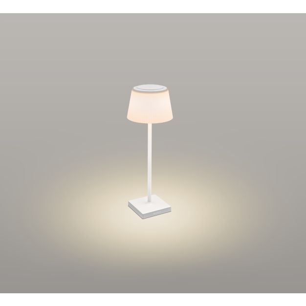 Century Italia Margò - wiederaufladbare Tischleuchte für draußen - Ø 13 x 38 cm - 4W dimmbare LED inkl. - IP54 - weiß