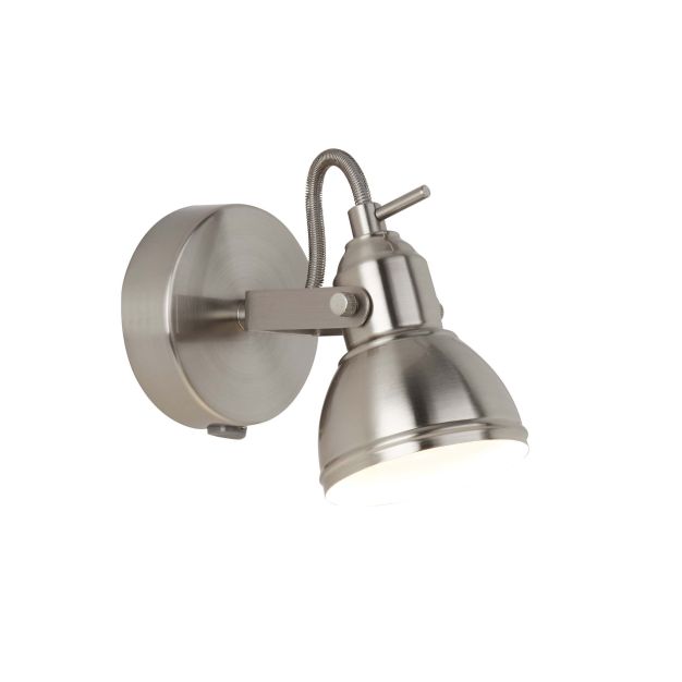 Searchlight Focus - Wandstrahler mit Schalter - 9 x 13 cm - satiniert silber