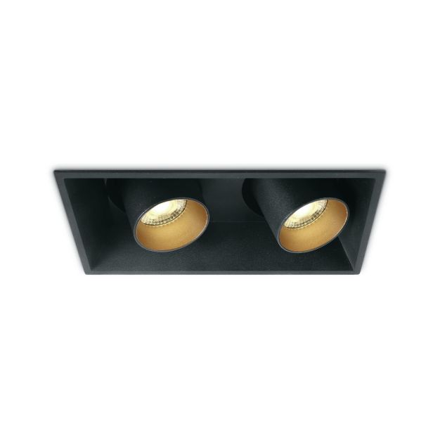 ONE Light Recessed COB Cylinders - Einbaustrahler - 172 x 91 mm, 165 x 85 mm Einbaumaß - 2 x 11W LED inkl. - schwarz