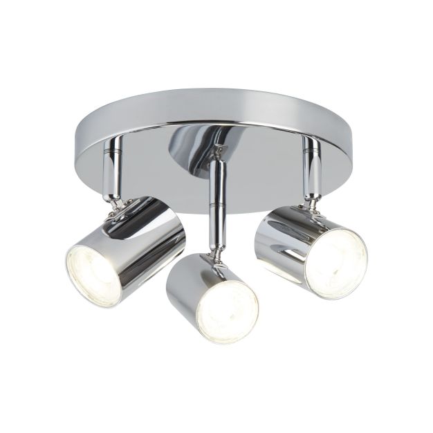 Searchlight Rollo - Aufbaustrahler 3L - Ø 26 x 12 cm - 3 x 4W dimmbare LED inkl - Chrom