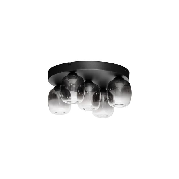 Nova Luce Kita - deckenleuchte - Ø 45 x 22 cm - 28W LED inkl. - Sand Schwarz und rauchglas