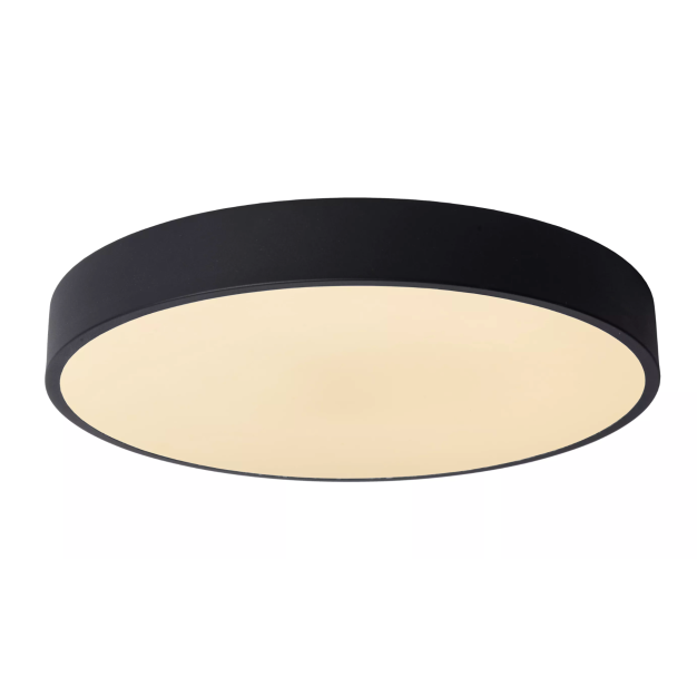 Lucide Unar - Deckenleuchte - Ø 39,50 x 5 cm - 24W dimmbare LED inkl - 3 Stufen Dimmer - schwarz
