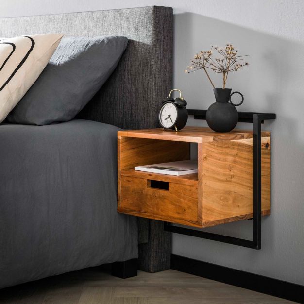 Vico Air Solid - offenes Fach - Nachttisch - 44 x 35 x 45 cm - Akazienholz
