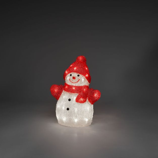 Konstsmide Weihnachtsbeleuchtung - Schneemann - 25 x 18 x 32 cm - IP44 - rot und weiß
