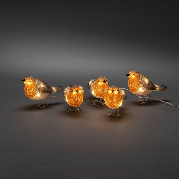 Konstsmide Weihnachtsbeleuchtung - 5 dekorative Vögel - 11 x 7 x 400 cm - IP44 - mehrfarbig