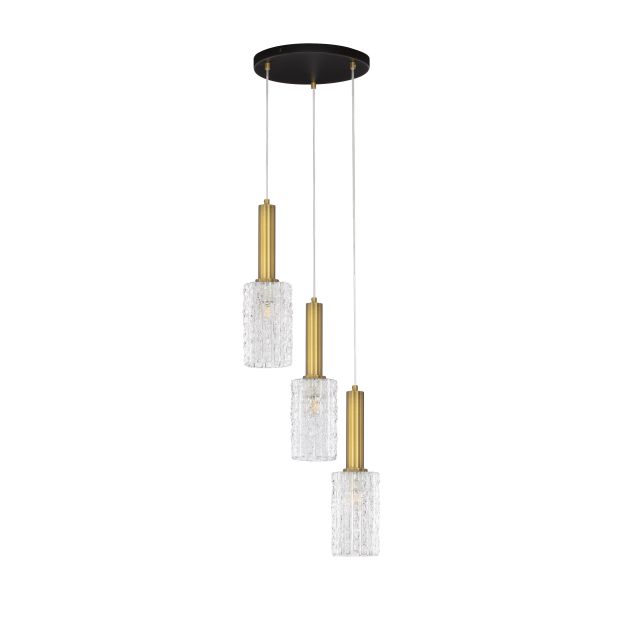Nova Luce Certa - Hängelampe - Ø 30 x 120 cm - 12W LED inkl. - klarglas, messinggold und schwarz