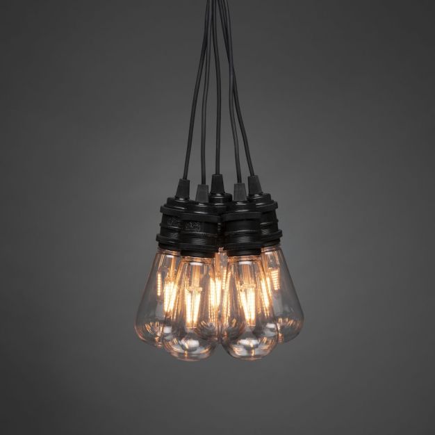 Konstsmide - dekorative Lichtschnur mit Dimmfunktion - Starterset - 9,15 Meter Länge plus 10,85 Meter Schnur - 10 austauschbare LED-Lampen inkl. - 7W - IP44 - schwarz