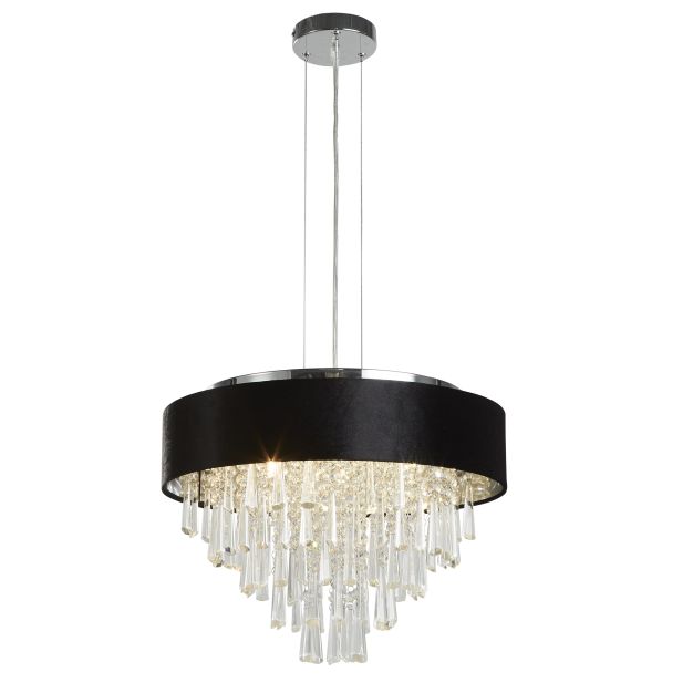Searchlight Glamour - Decken-Pendelleuchte - Ø 46 x 150 cm - schwarz und transparent