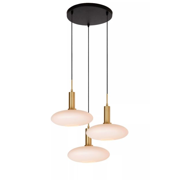 Lucide Singala 3L - Hängeleuchte - Ø 55 x 169 cm - Opal und Gold