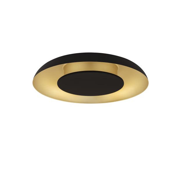Nova Luce Epos - Deckenleuchte - Ø 40 x 6 cm - 24W dimmbar LED inkl. - Sand schwarz und gebürstetes gold