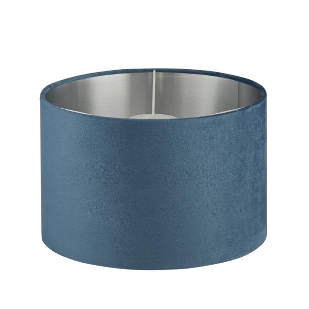 Searchlight Velvet Drum - Lampenschirm - Ø 28 x 18 cm - blau-grün und silber