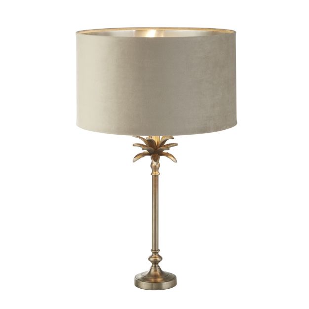 Searchlight Palm - Tischleuchte - Ø 38 x 65 cm - antik nickel und taupe