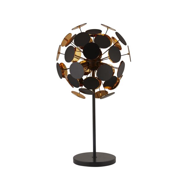 Searchlight Discus - Tischleuchte - Ø 48 x 65 cm - schwarz und gold