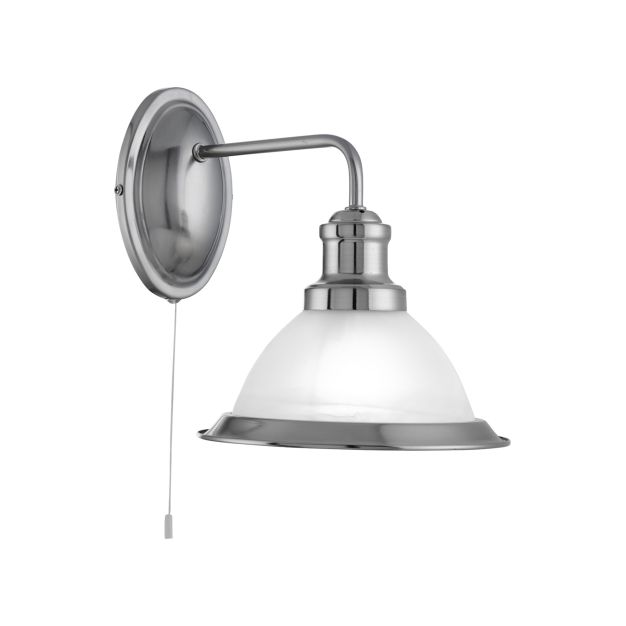 Searchlight Bistro - Wandleuchte mit Zugschalter - 20 x 25 cm - satiniert silber