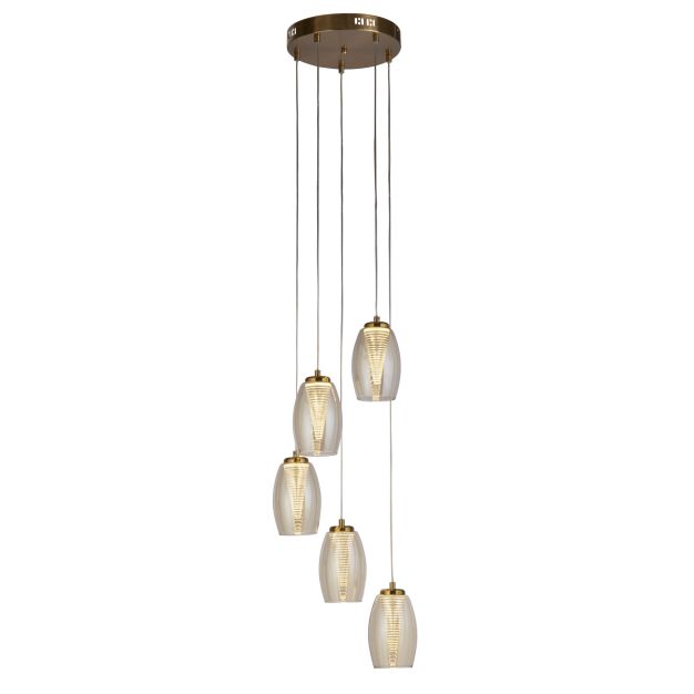 Searchlight Cyclone - Pendelleuchte - Ø 35 x 150 cm - 27W dimmbare LED inkl - Bronze und Champagner