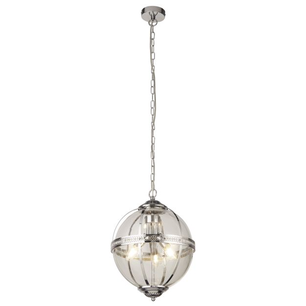 Searchlight Coronet - Pendelleuchte - Ø 32 x 120 cm - Chrom und transparent