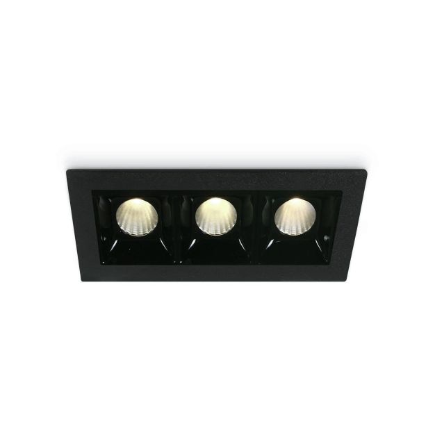ONE Light Shop Square Boxes - Einbaustrahler - 106 x 45 mm, 97 x 36 mm Einbaumaß - 3 x 2W dimmbare LED inkl. - schwarz