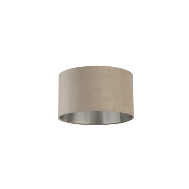 Searchlight Drum Shade – lampenschirm - Ø 38 x 22 cm - taupe und gebürstetes silber