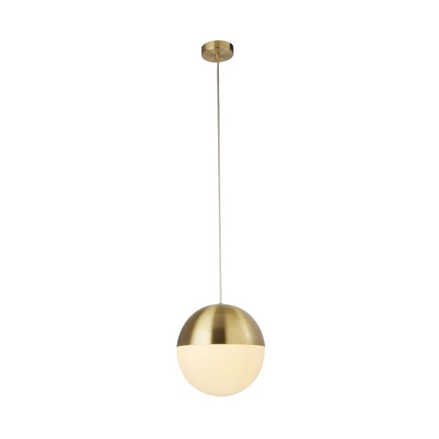 Searchlight Endor - Pendelleuchte - Ø 25 x 150 cm - Messing satiniert und opalweiß
