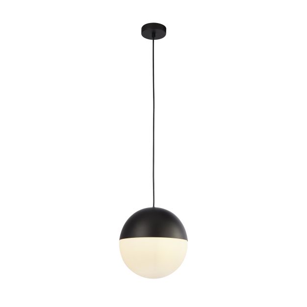 Searchlight Endor - Pendelleuchte - Ø 25 x 150 cm - mattschwarz und opalweiß