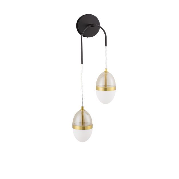 Nova Luce Egna - wandleuchte - 27 x 76 x 14,5 cm - 24W LED inkl. - Opal, Cognacglas, gold und schwarz