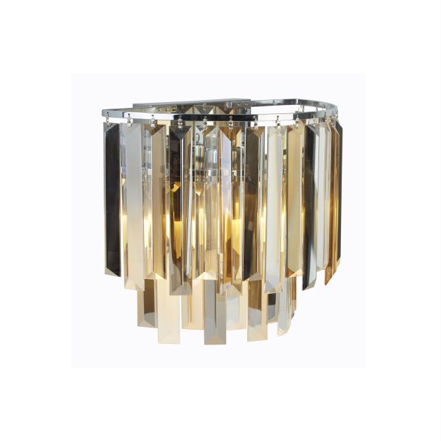 Searchlight Clarissa - Wandleuchte - 29 x 28 cm - Bernstein und Chrom