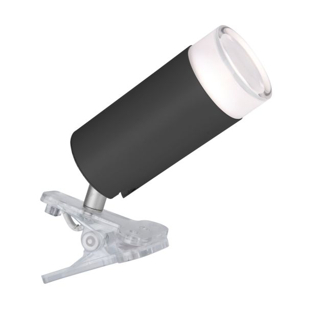 Lutec Klipa - Clip-Lampe - intelligente Beleuchtung - Lutec Connect - 16,3 x 13,3 x 6,3 cm - 4,7W LED inkl. - Dimmfunktion und einstellbare Lichtfarbe per App - RGB+W - schwarz