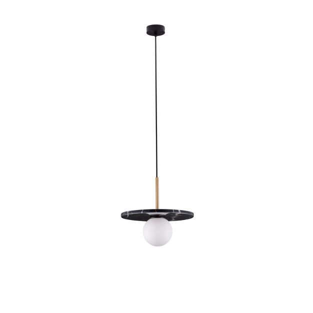 Nova Luce Idor - Hängelampe - Ø 30 x 185 cm - schwarzer Marmor und Opalglas