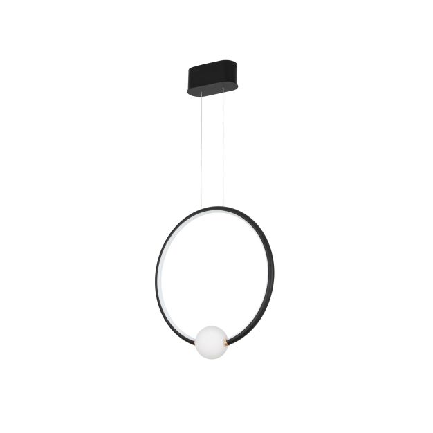 Nova Luce Celia - Hängeleuchte mit Fernbedienung - 43 x 10 x 120 cm - 25,6W dimmbare LED inkl - schwarz und opal