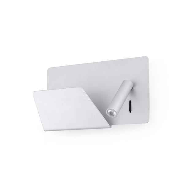 Faro Suau Left - Wandleuchte mit Schalter und USB-Anschluss - 28 x 12 x 15,5 cm - 3W LED inkl. - silber
