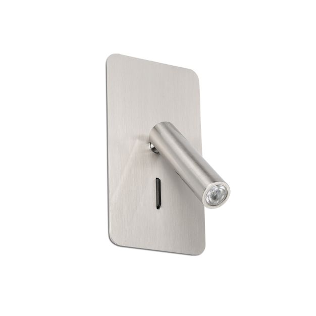 Faro Suau - Wandleuchte mit Schalter - 9,5 x 17 cm - 3W LED inkl. - Nickel satiniert