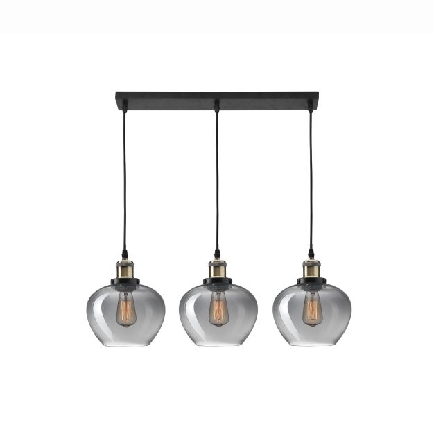 Nova Luce Cedro - Pendelleuchte 3L - 80 x 130 cm - Rauchglas
